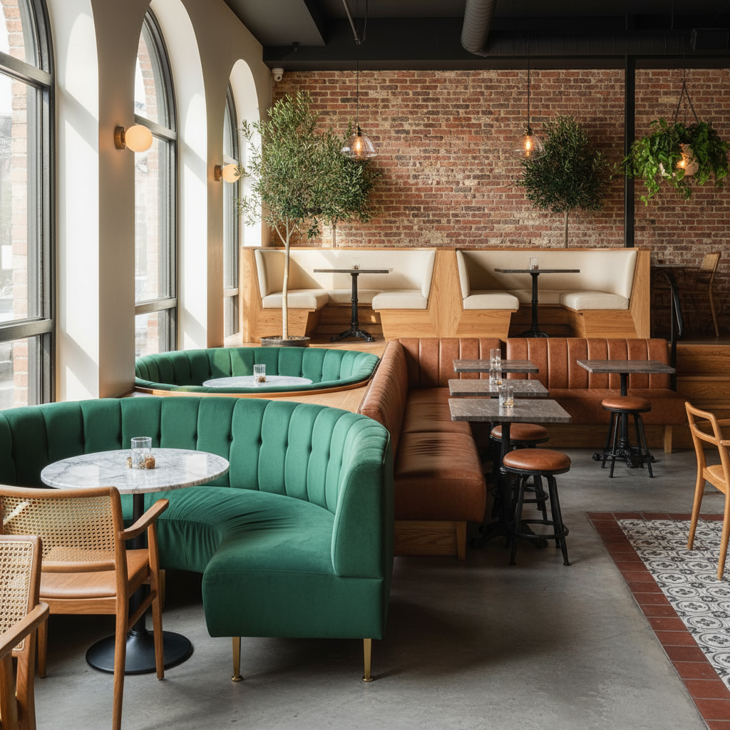 Realistische foto passend bij Zitbanken horeca op maat: comfort en stijl voor elk horecaconcept voor